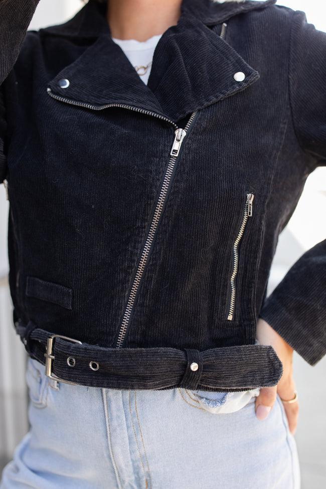 Dreaming of You Black Acid Wash Corduroy Moto Jacket FINAL SALE Product Image