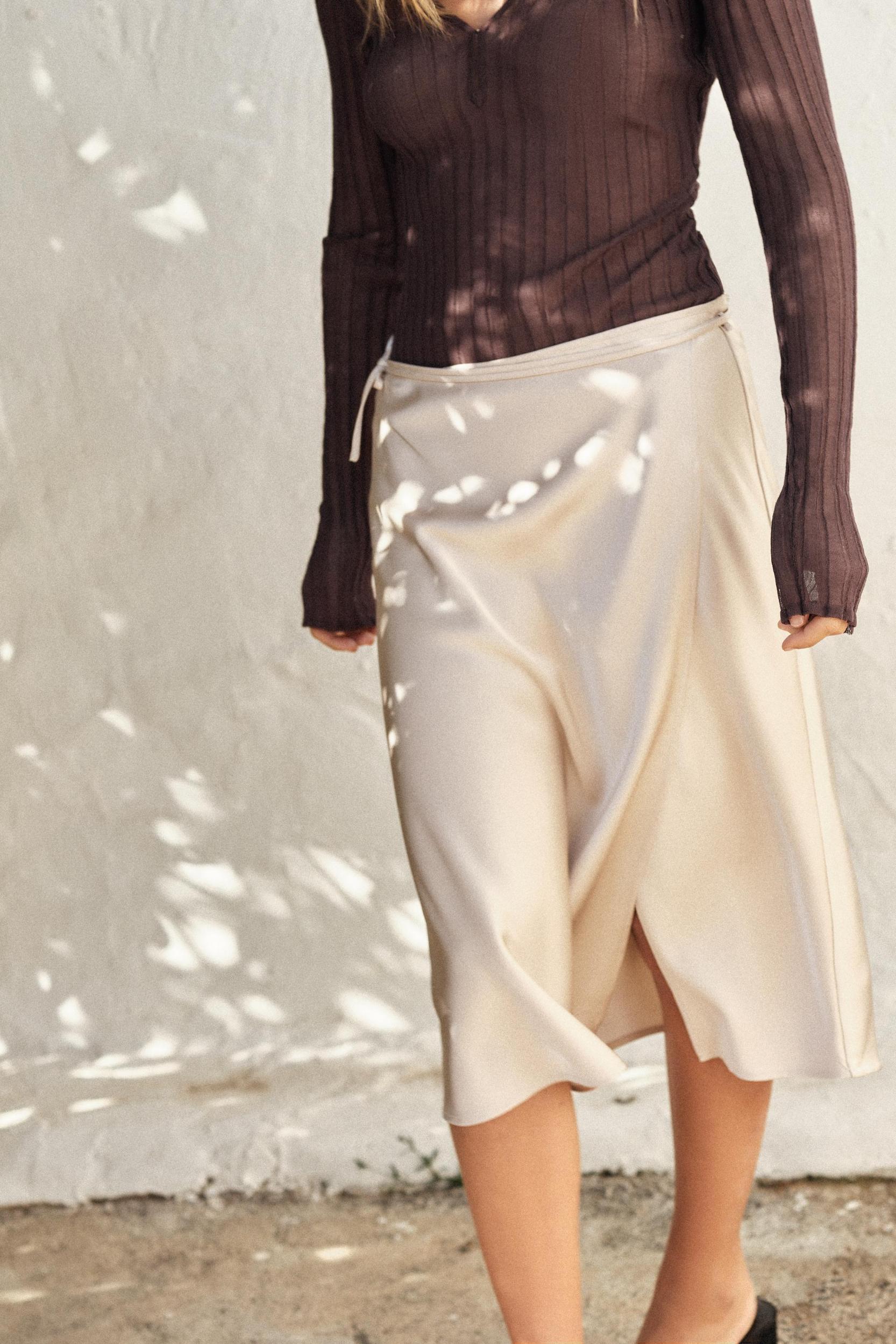 SATIN EFFECT PAREO SKIRT Product Image