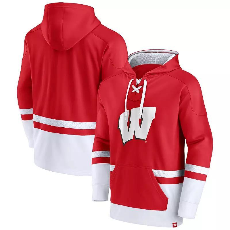Men's Fanatics Branded Red Wisconsin Badgers First Battle Pullover Hoodie, Size: Medium Product Image