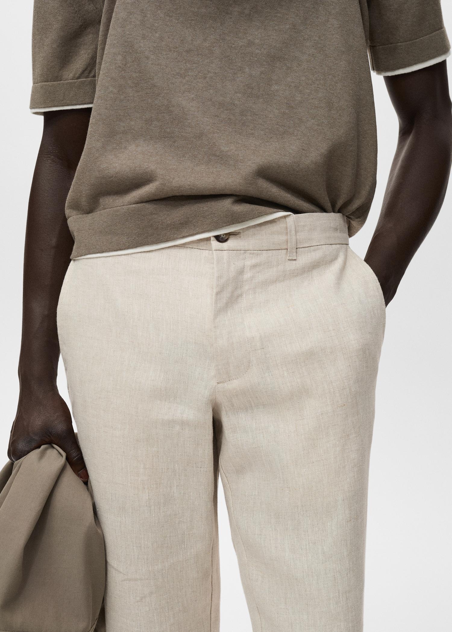 Slim-fit 100% linen pants - Men | MANGO USA Product Image