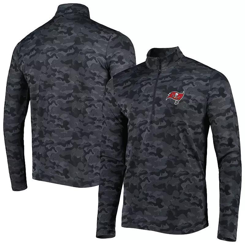 Men's Antigua Black Tampa Bay Buccaneers Brigade Quarter-Zip Sweatshirt, Size: XL Product Image