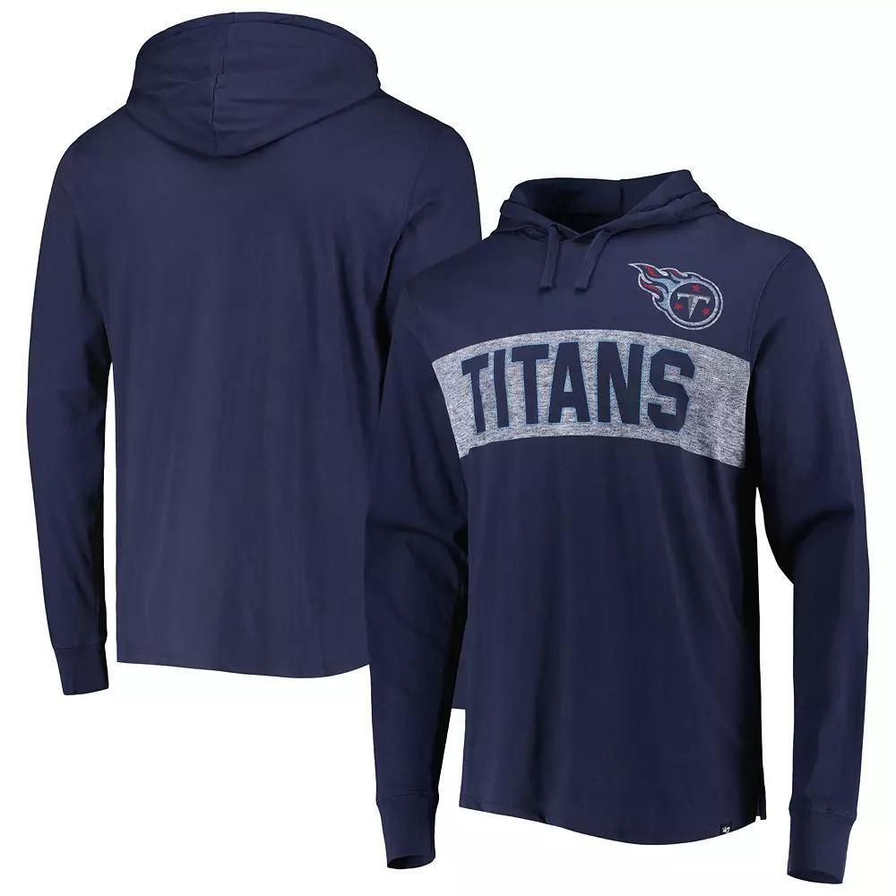Men's '47 Navy Tennessee Titans Field Franklin Hooded Long Sleeve T-Shirt, Size: Large, Blue Product Image