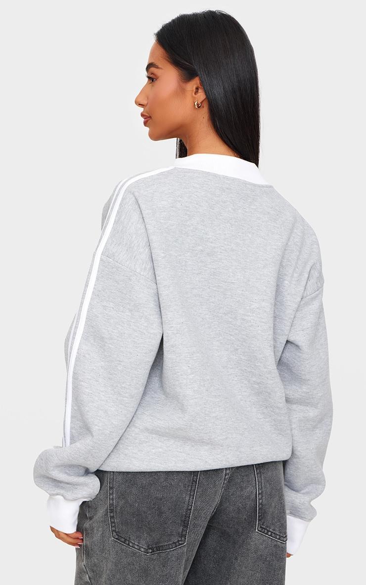 Petite Light Grey Oversized Collared Sweatshirt Product Image