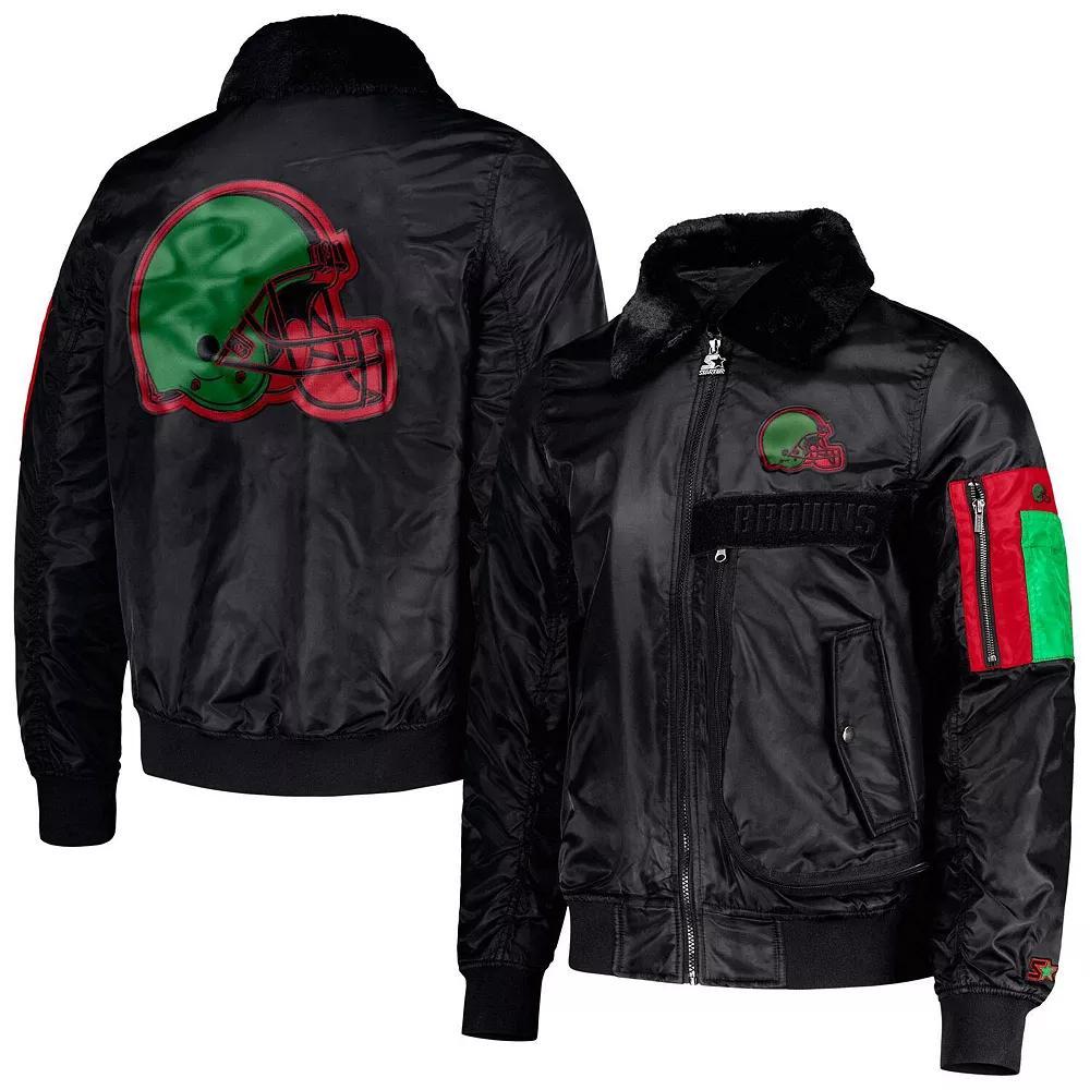Men's Starter x Ty Mopkins Black Cleveland Browns Black History Month Satin Full-Zip Jacket, Size: XL Product Image