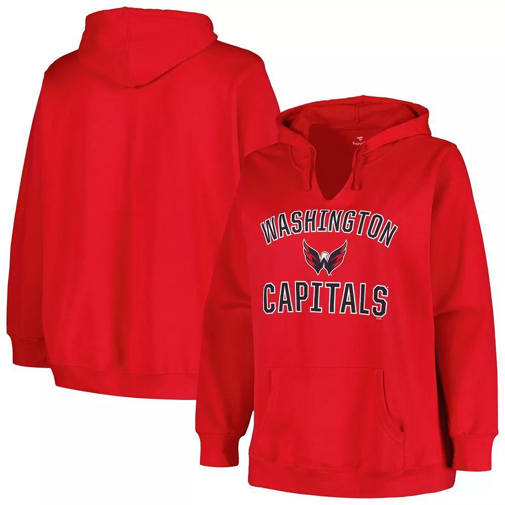 Women's Profile Red Washington Capitals Plus Size Arch Over Logo Pullover Hoodie, Size: 4XL Product Image