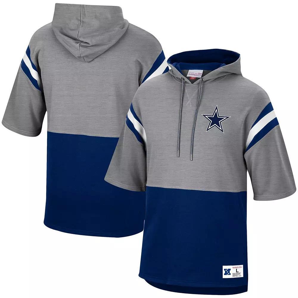 Mens Mitchell & Ness /Navy Dallas Cowboys Gridiron Classics Training Room Half-Sleeve Pullover Hoodie Product Image