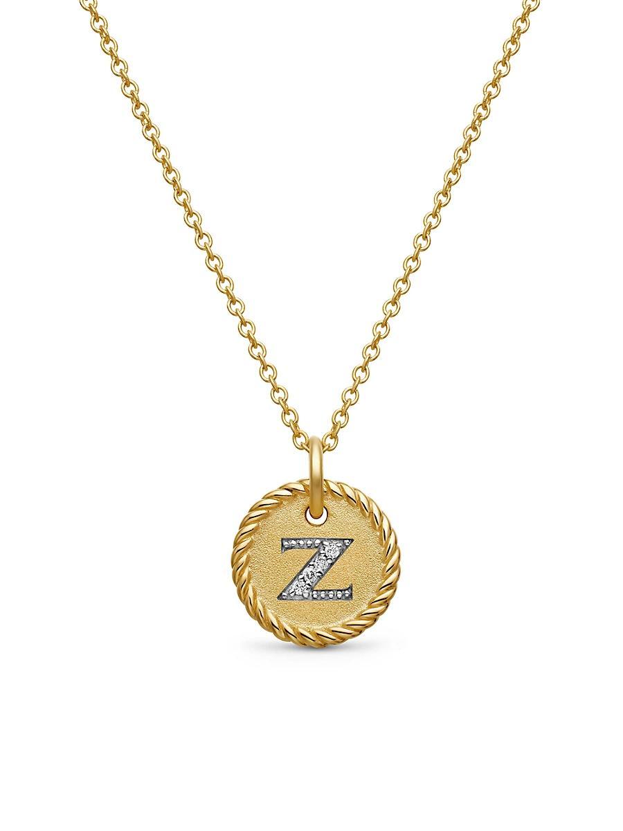 David Yurman Cable Collectibles Initial Pendant with Diamonds in Gold on Chain, 16-18 Product Image
