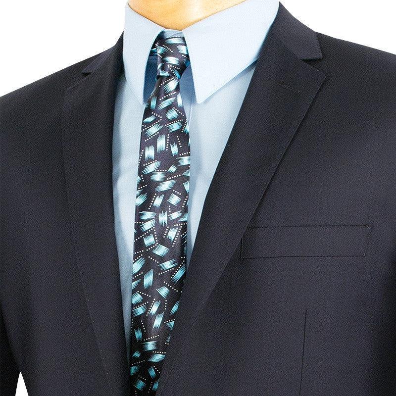 (40L, 40S, 42R, 48L, 48R) Slim Fit Men's Suit 2 Piece 2 Button in Black Male Product Image