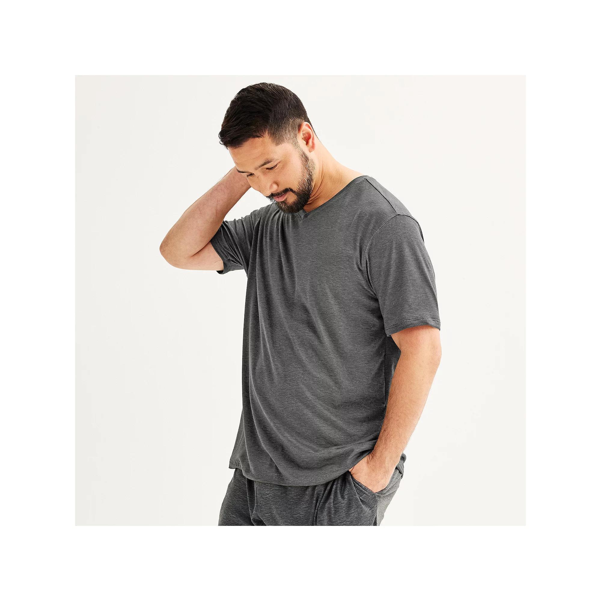 Big & Tall Sonoma Goods For Life® Supersoft V-Neck Pajama Shirt, Men's, Size: 2XB, Medium Gray Space Dye Product Image