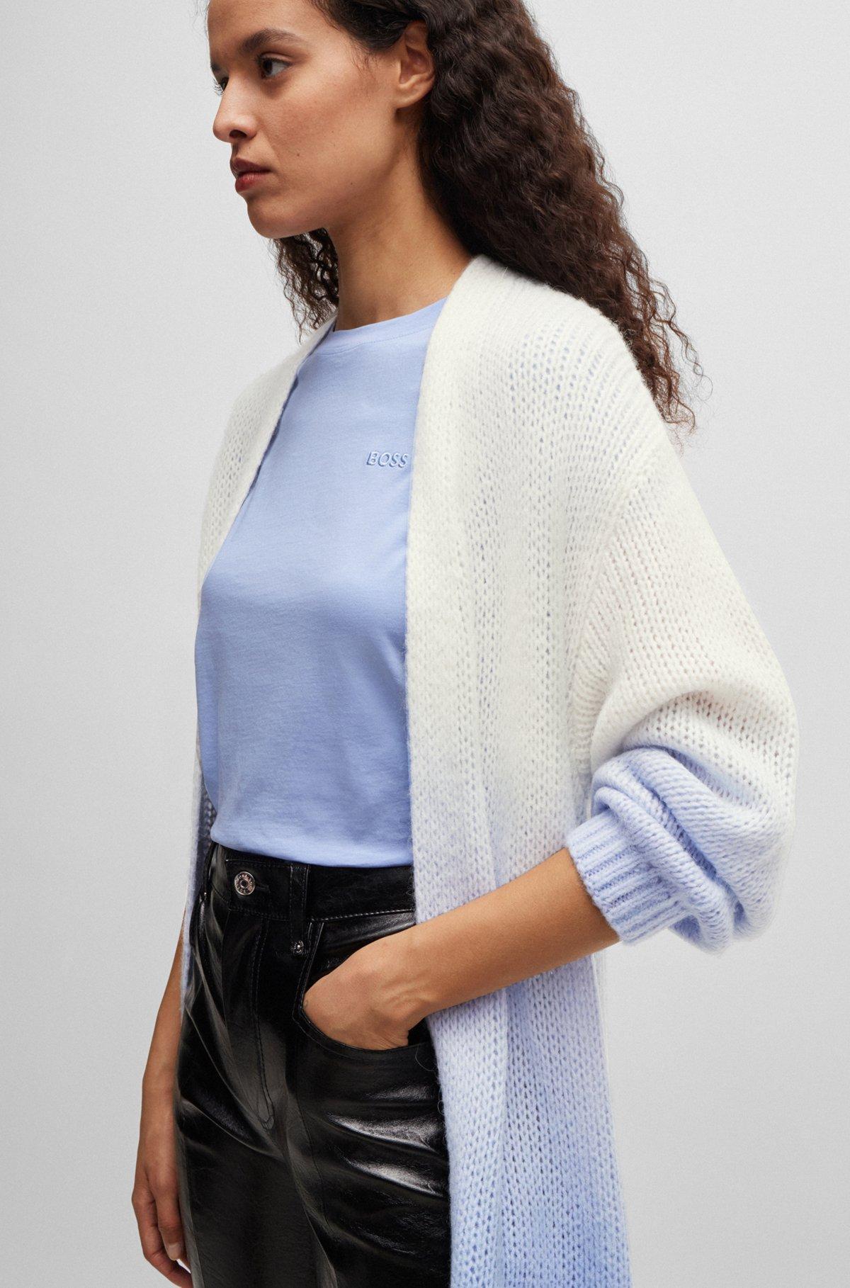 Long-length dip-dye cardigan with wool and alpaca Product Image