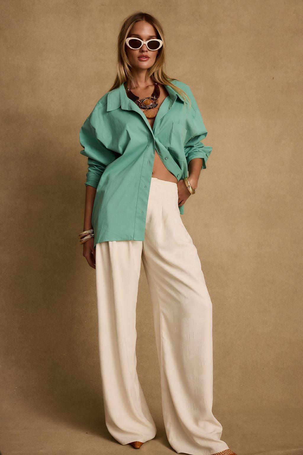 Vacanza Mint Button Up Top Product Image