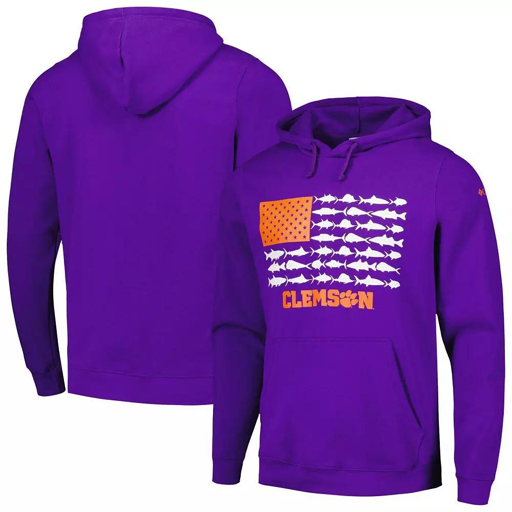 Men's Columbia Purple Clemson Tigers PFG Fish Flag II Pullover Hoodie, Size: XL Product Image