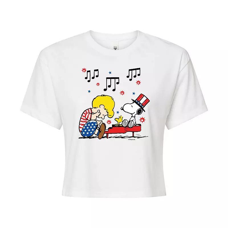Juniors Peanuts Schroeder & Snoopy Cropped Tee, Girls Product Image