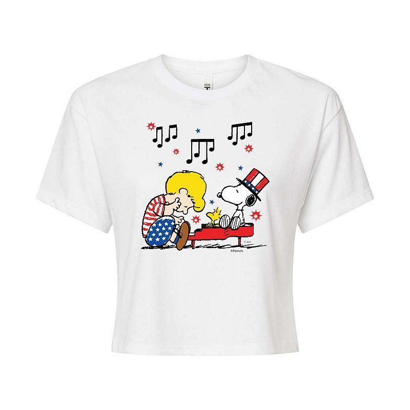 Juniors Peanuts Schroeder & Snoopy Cropped Tee, Girls Product Image