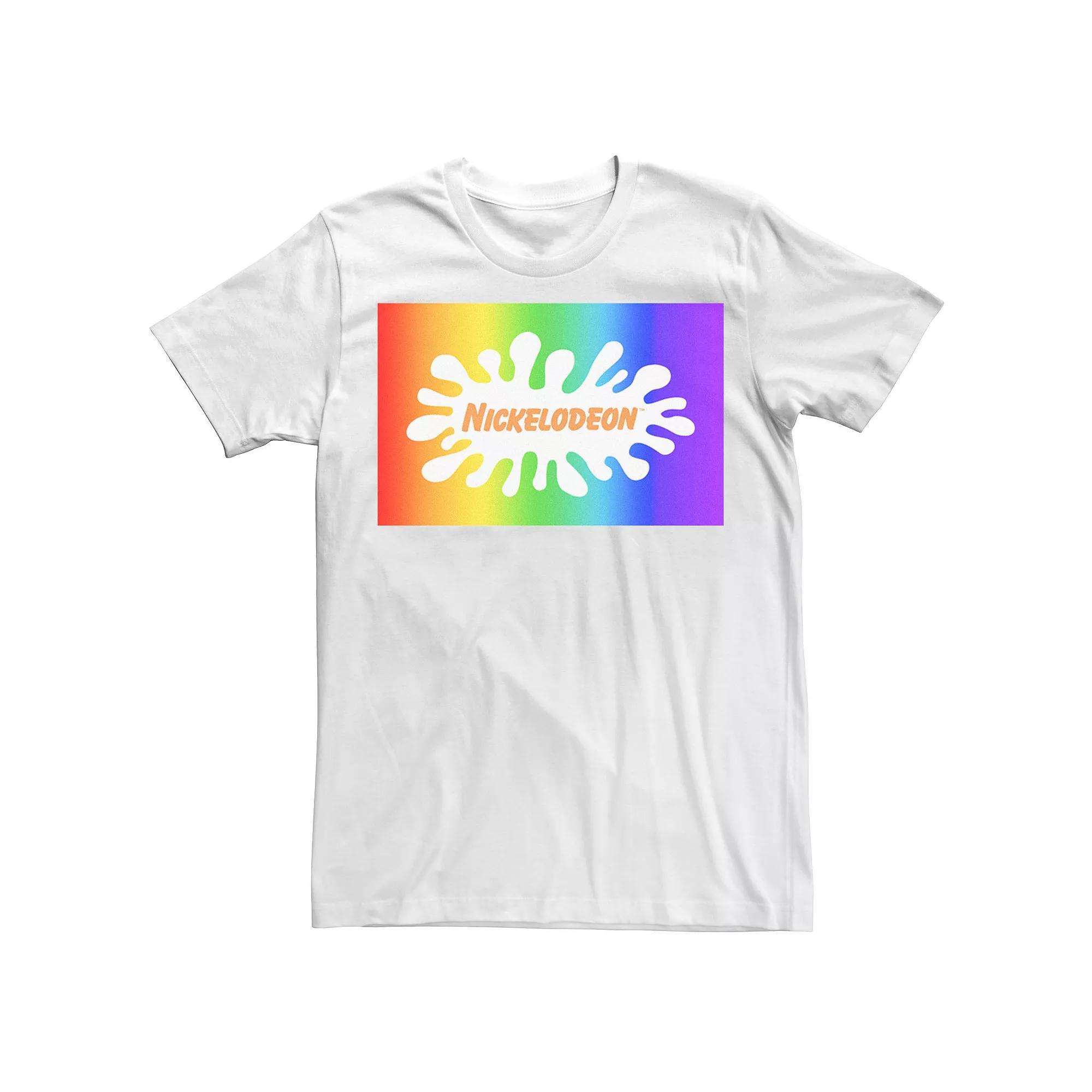 Adult Nickelodeon Pride Rainbow Gradient Logo Tee, Men's, Size: Medium, White Product Image