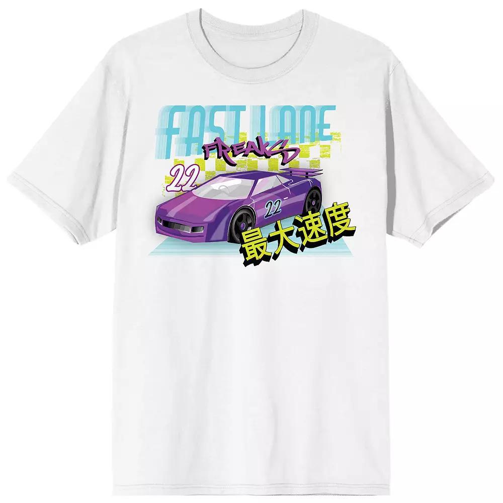 Men's Car Fanatic Purple Race Car Fast Lane Freaks Tee, Size: Large, White Product Image