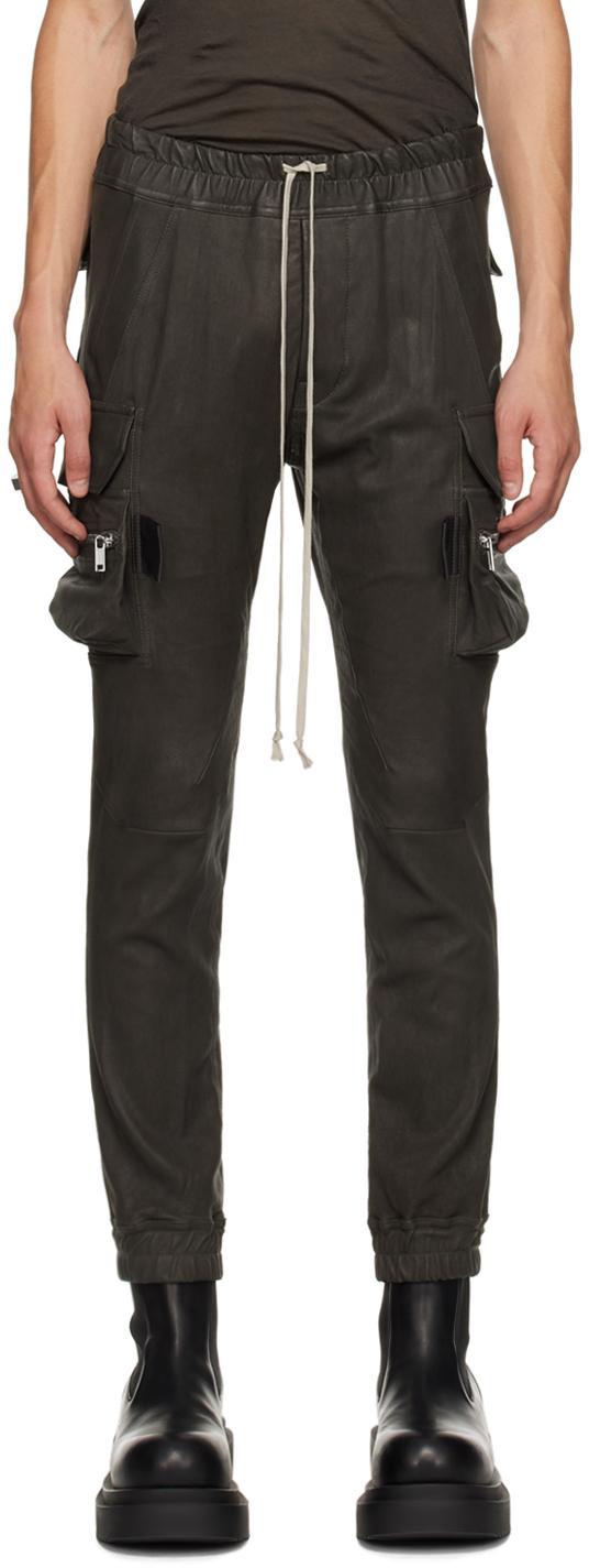 RICK OWENS Gray Porterville Leather Pants In Green Product Image