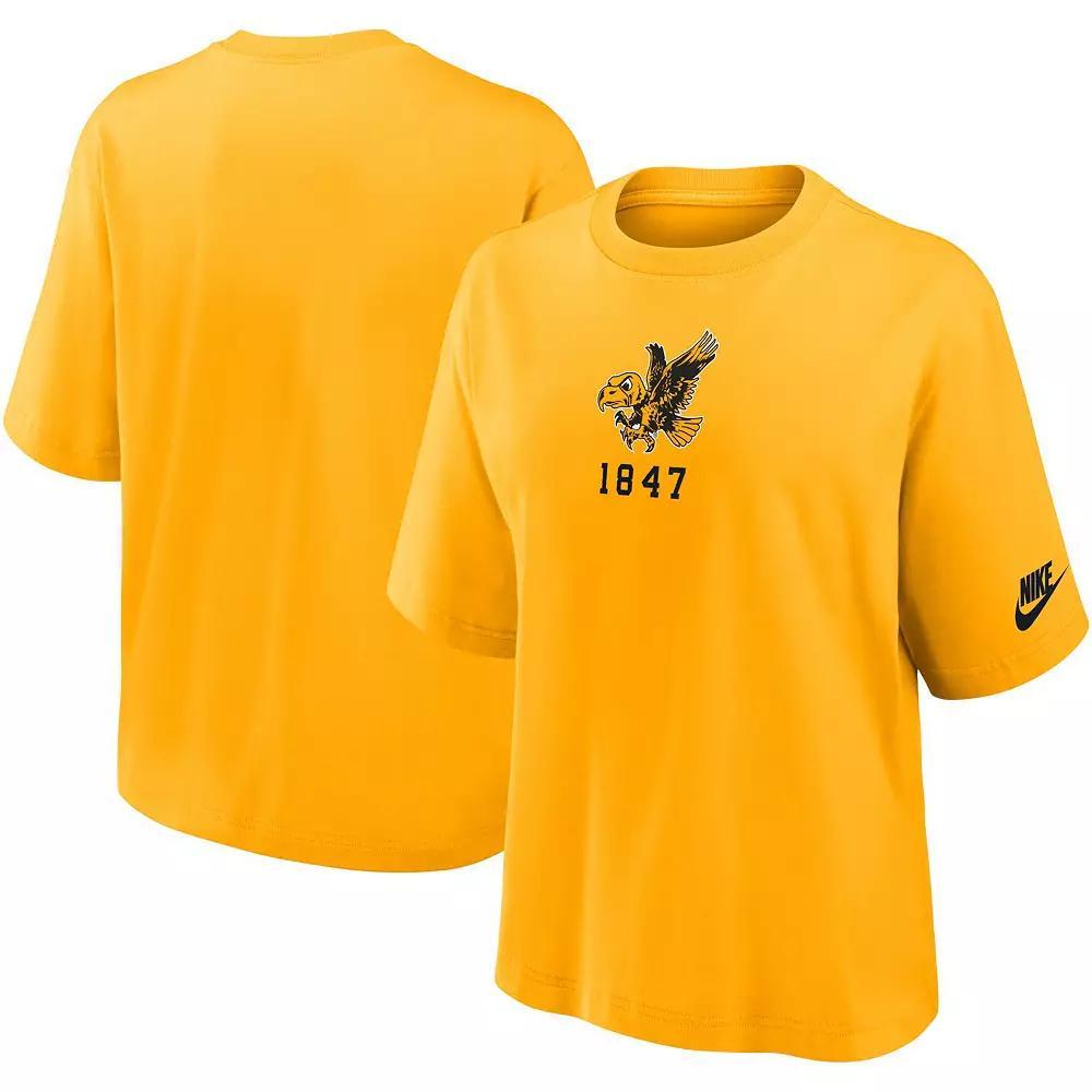 Women's Nike Gold Iowa Hawkeyes Boxy Legacy Established T-Shirt, Size: Medium Product Image
