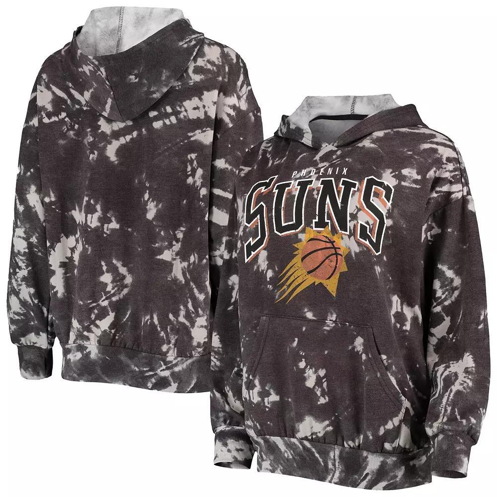 Women's Majestic Threads Black Phoenix Suns Burble Tie-Dye Tri-Blend Pullover Hoodie, Size: Medium, Phx Black Product Image