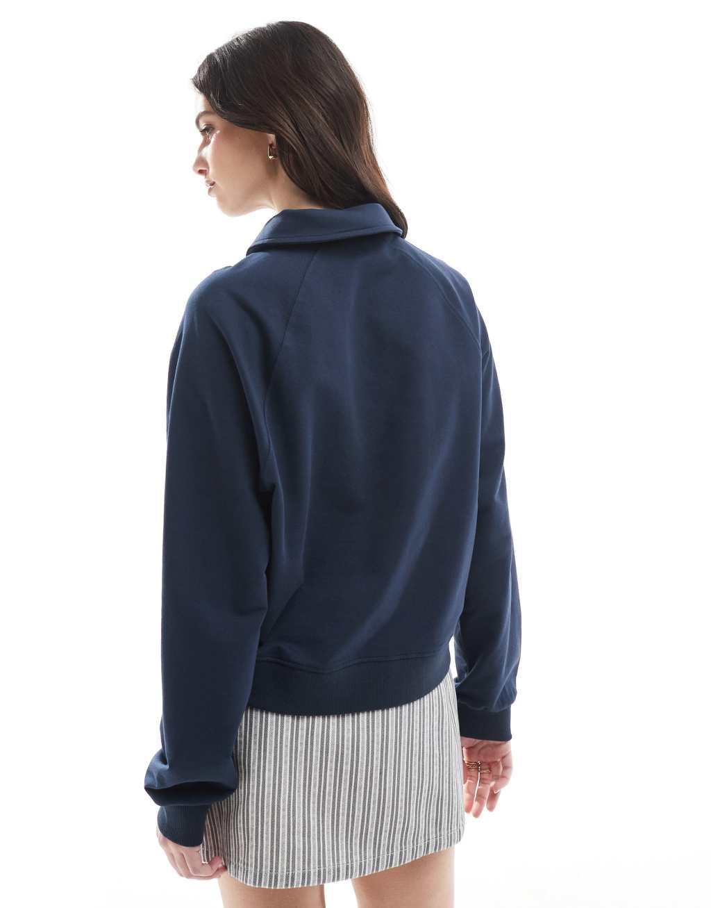 Miss Selfridge polo sweatshirt in navy Product Image