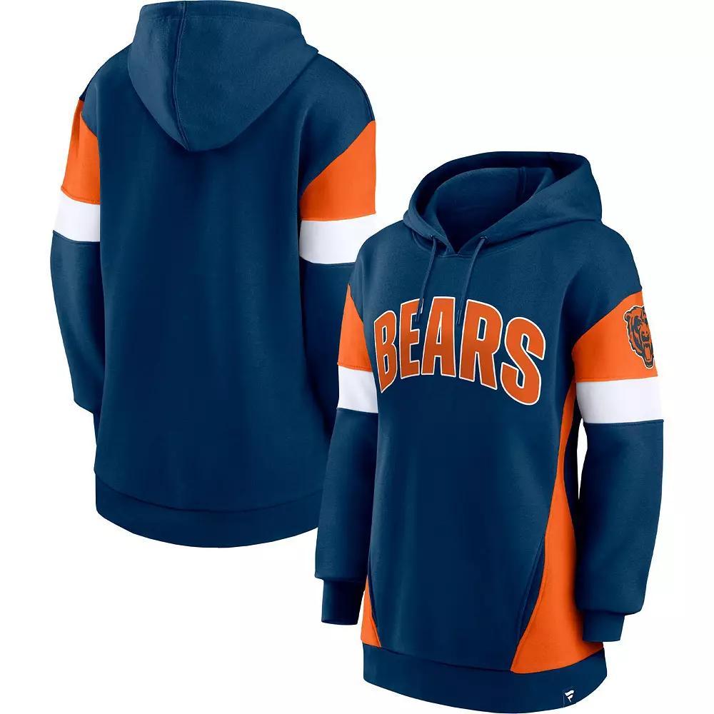 Women's Fanatics Branded Navy/Orange Chicago Bears Lock It Down Pullover Hoodie, Size: Medium, Blue Product Image