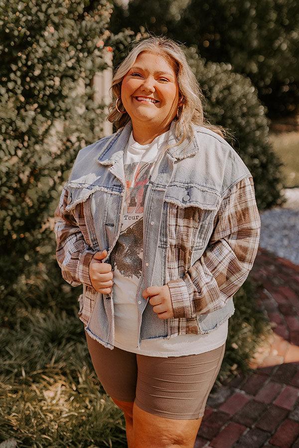 Fall Latte Denim Jacket Curves Product Image