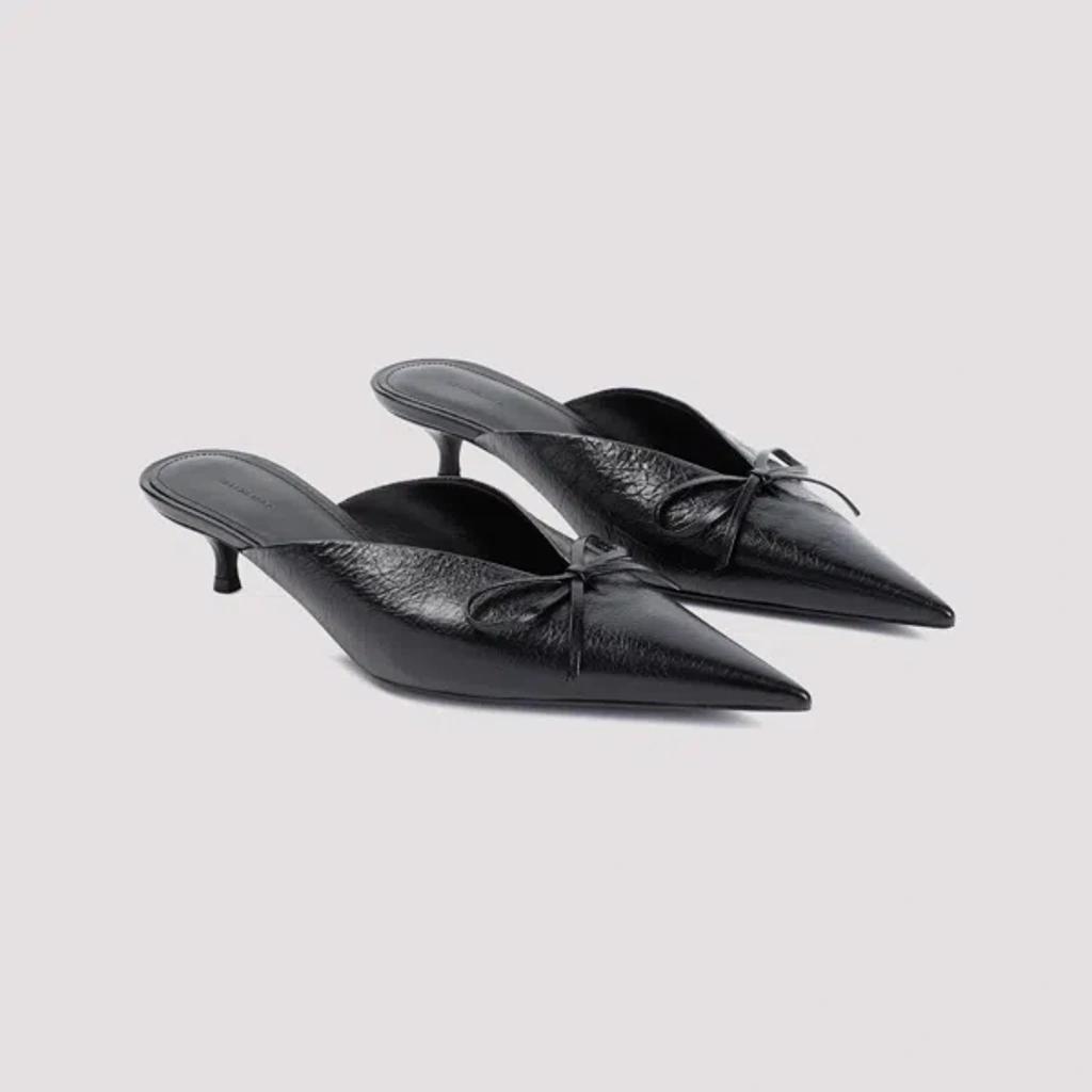 BALENCIAGA 40mm Knife Bow Leather Mules In  Black Product Image