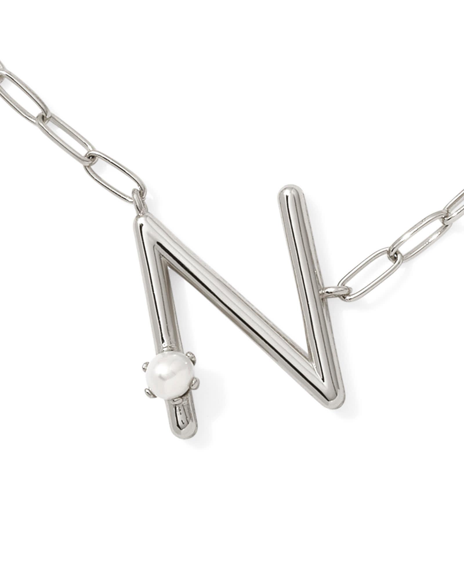 Pearl Silver Letter X Short Pendant Necklace in Freshwater Cultured Pearl Product Image