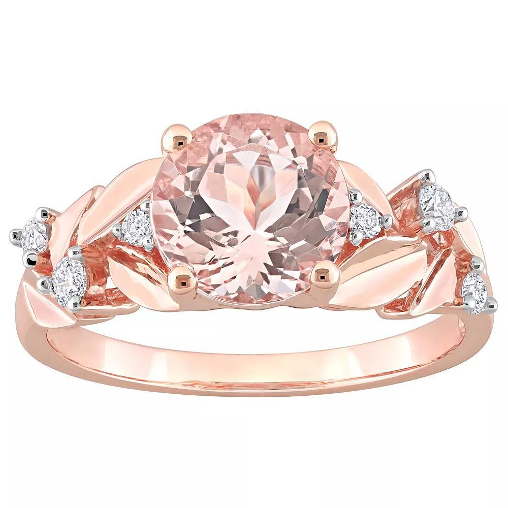 Stella Grace 10k Rose Gold Morganite & 1/7 Carat T.W. Diamond Engagement Ring, Women's, Size: 9.50 Product Image