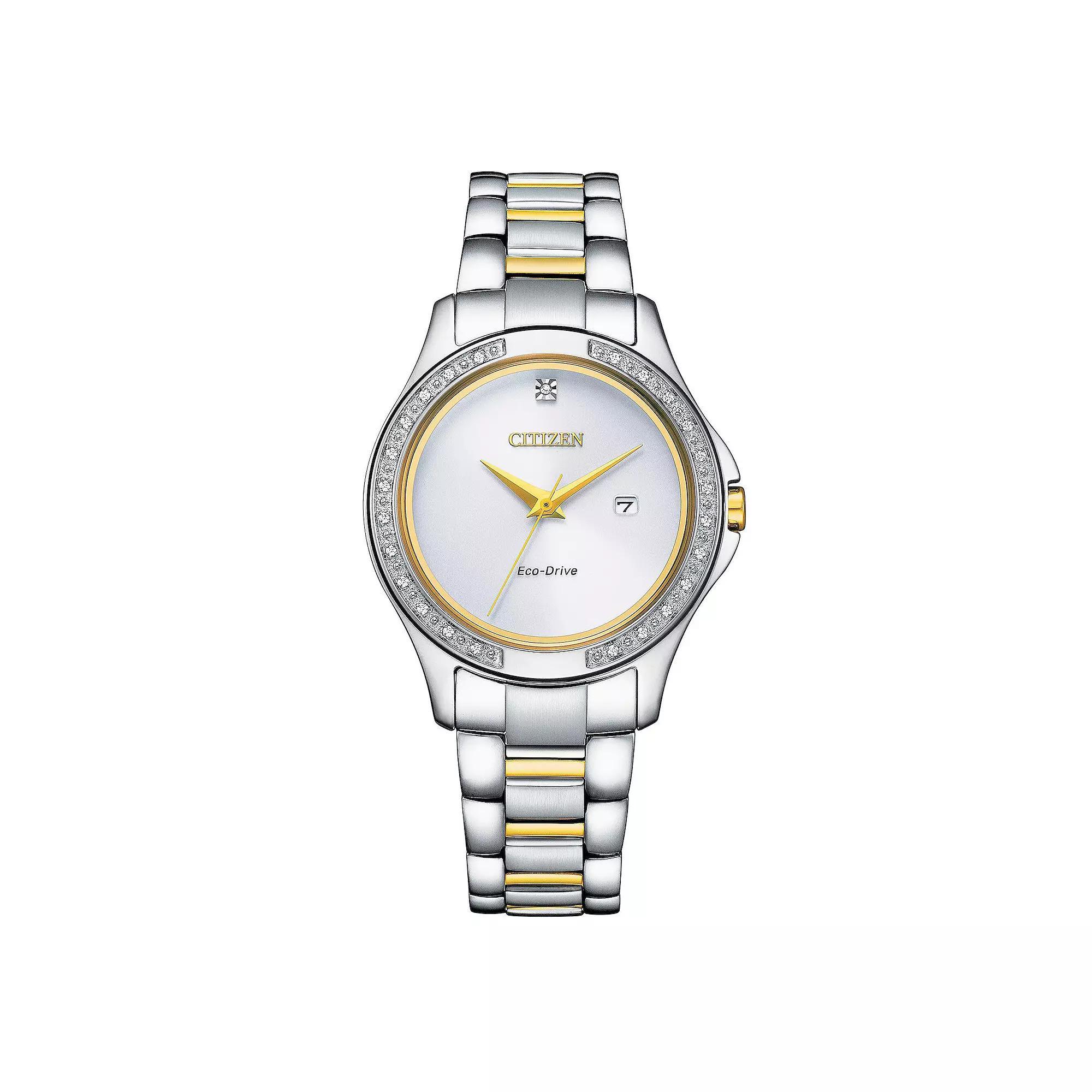 Citizen Womens Eco-Drive Dress Classic Two-Tone Diamond Accent Bracelet Watch Two Tone Product Image