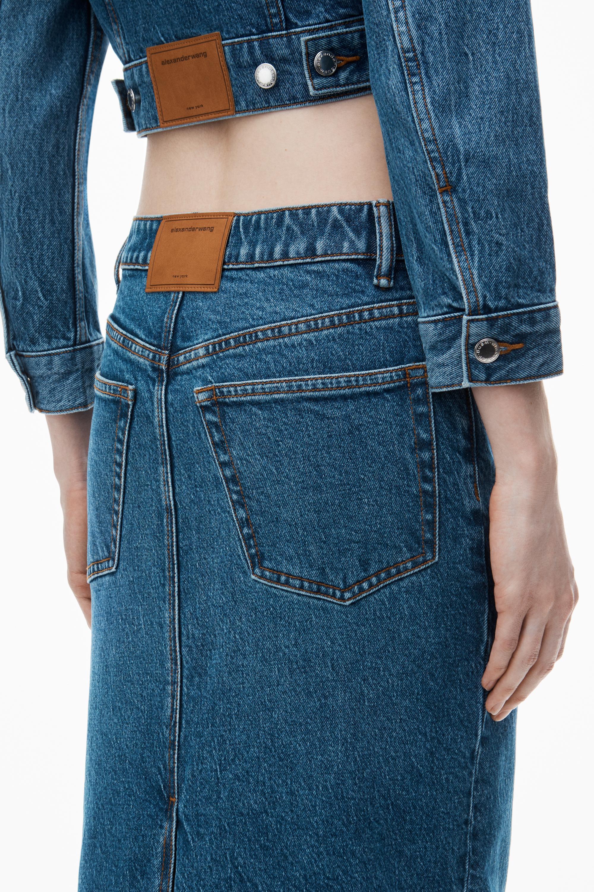 Midi Pencil Skirt In Comfort Stretch Denim Product Image