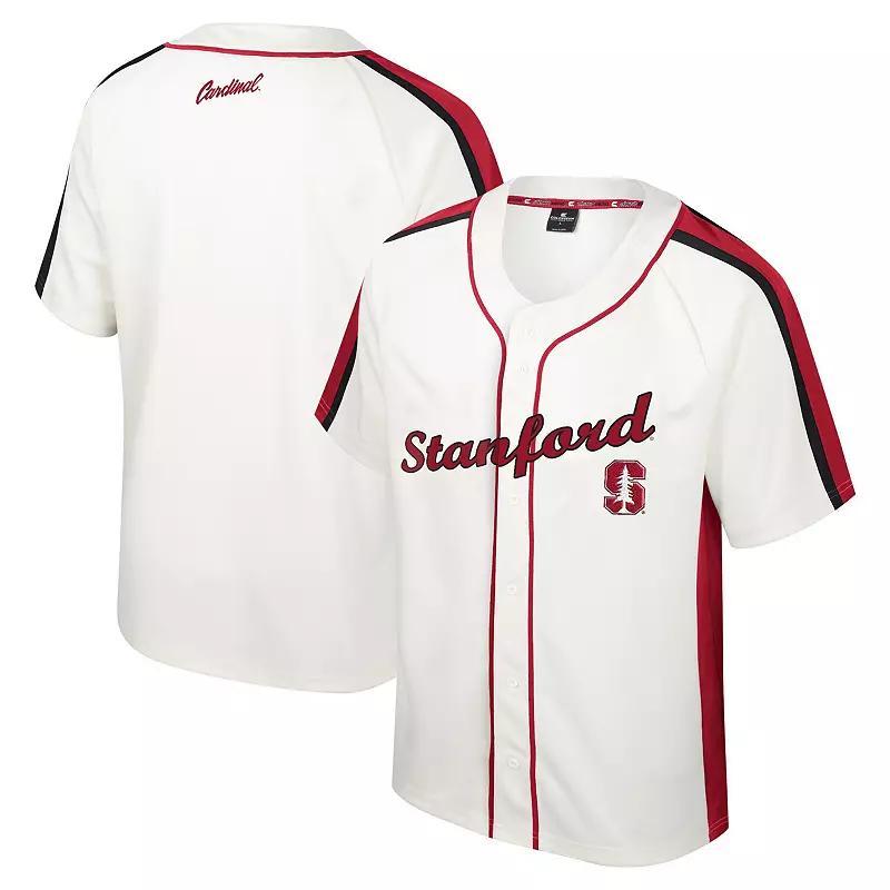 Men's Colosseum Cream Stanford Cardinal Ruth Button-Up Baseball Jersey, Size: XL, Beige Product Image