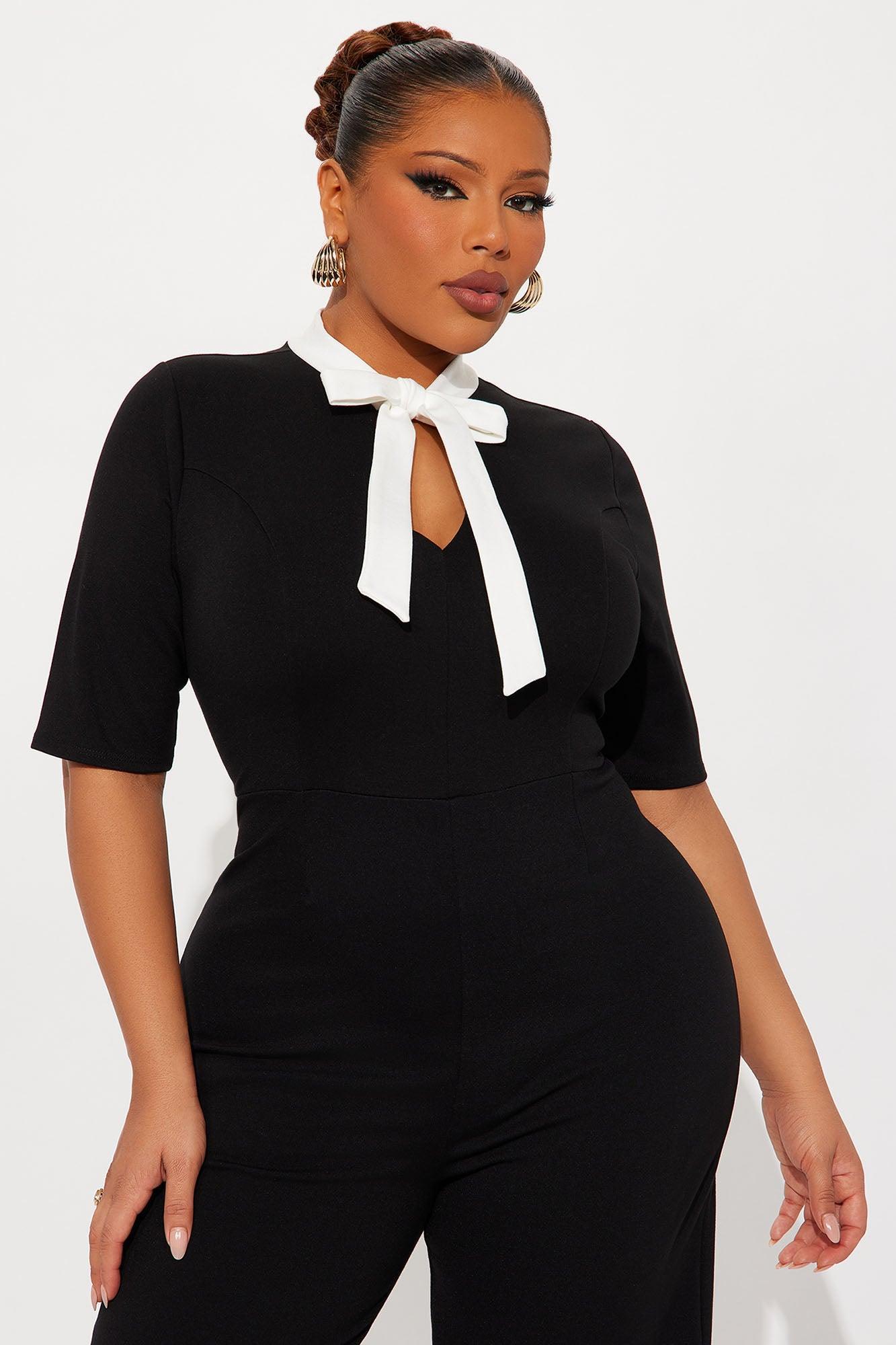 Sweet Like Me Ponte Jumpsuit - Black/White Product Image