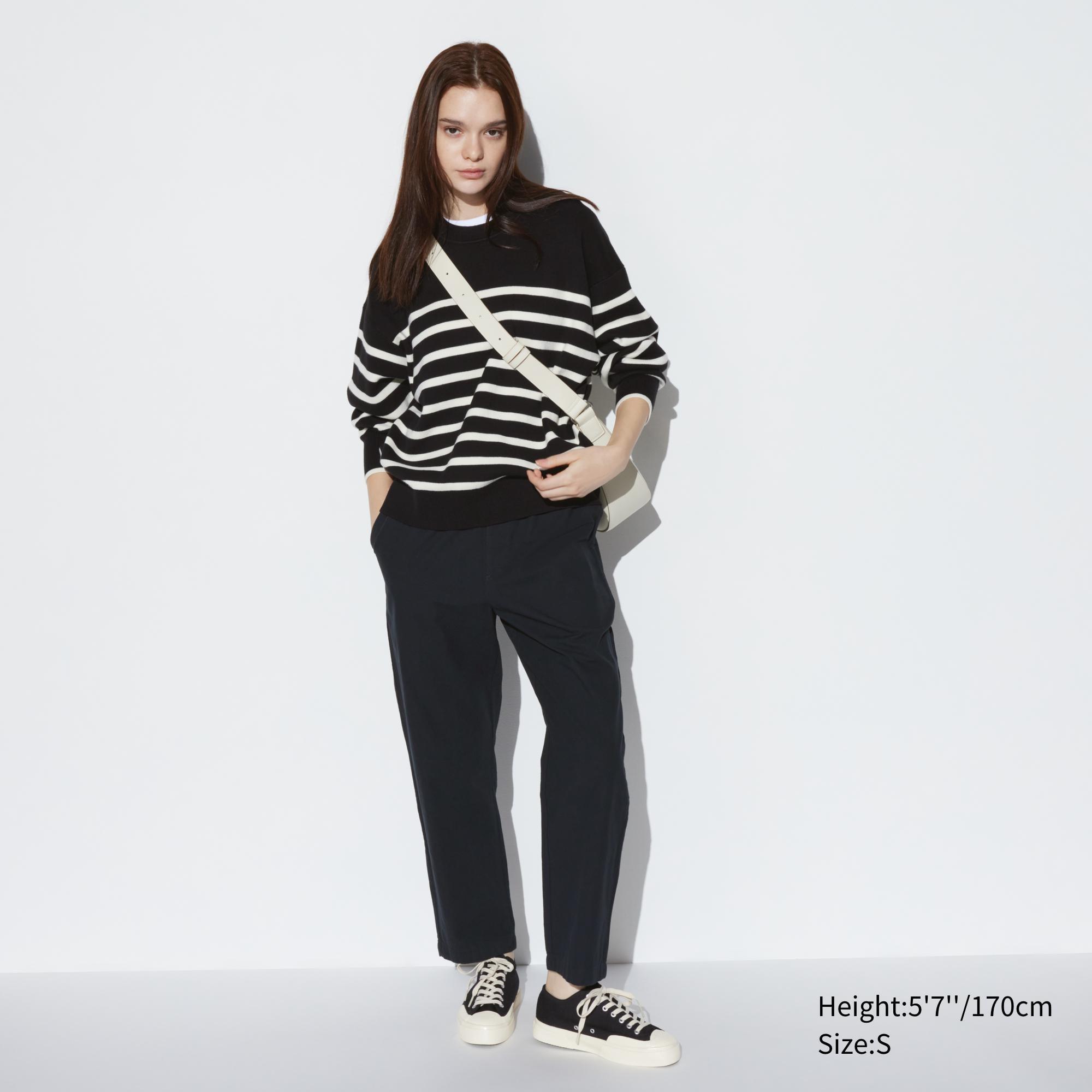 Womens Cotton Relaxed Ankle Pants Black Small UNIQLO US Product Image