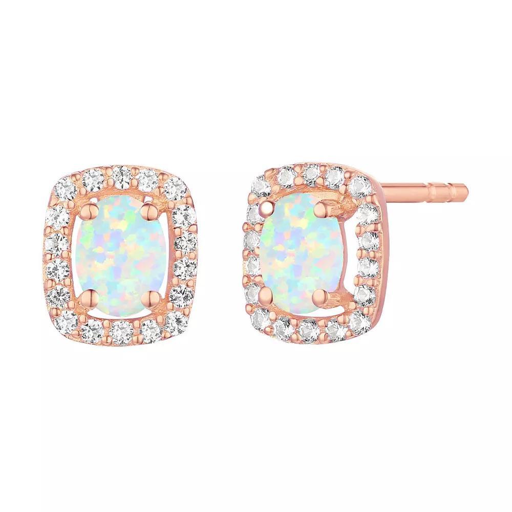 14k Rose Gold Flash-Plated Lab-Created Opal Stud Earrings, Women's Product Image