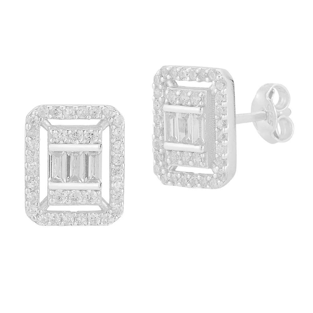 Sunkissed Sterling Cubic Zirconia Cluster Stud Earrings, Women's, Silver Tone Product Image