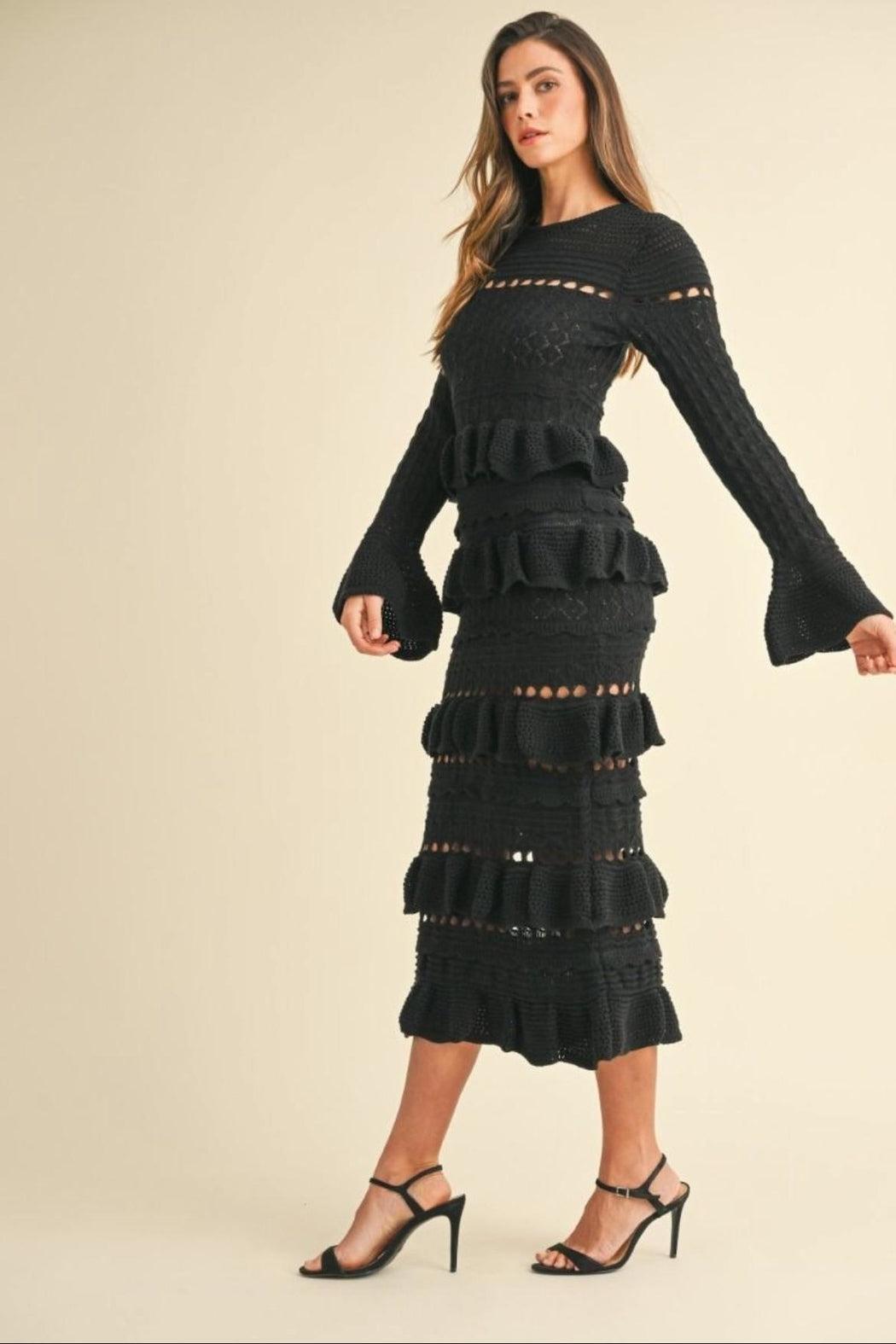 Ruffled Crochet Dress Product Image