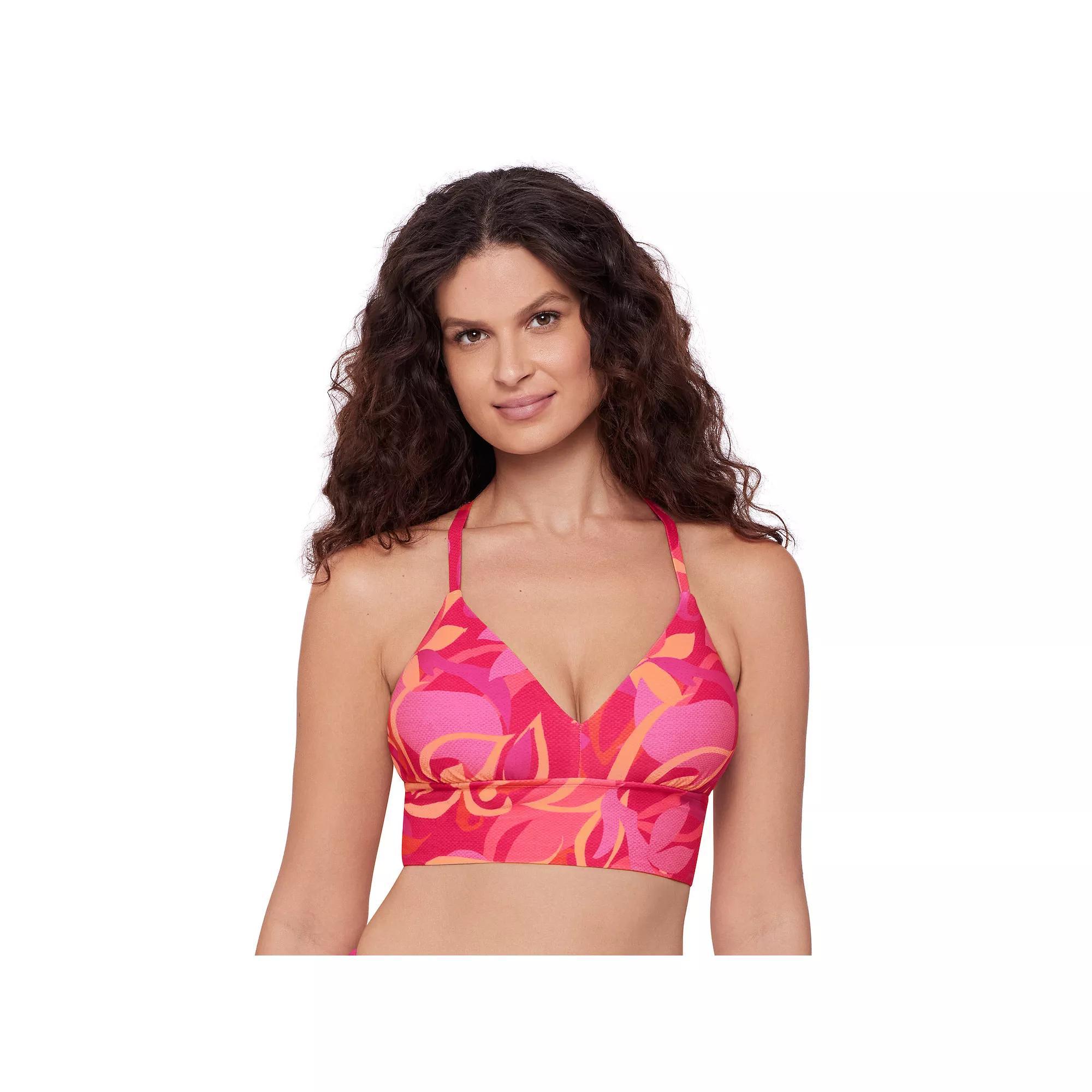 Women's Eco Beach Long Line Bralette Swim Top, Size: Medium, Curly Q Product Image