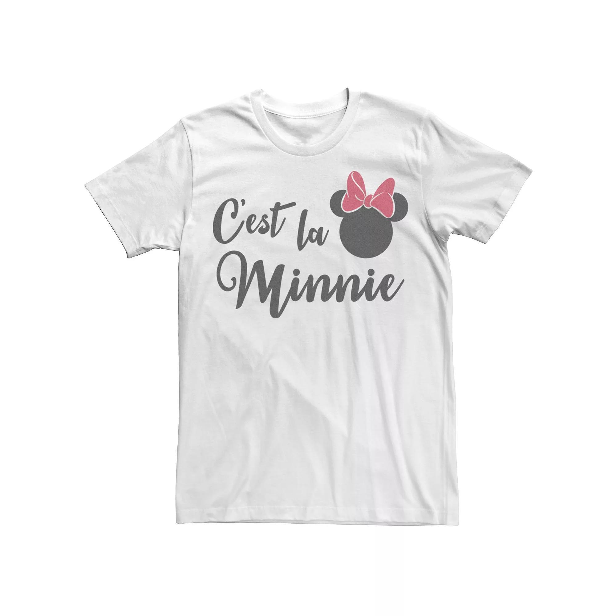 Disney's Mickey And Friends Men's C'est La Minnie Text Tee, Boy's, Size: Medium, White Product Image