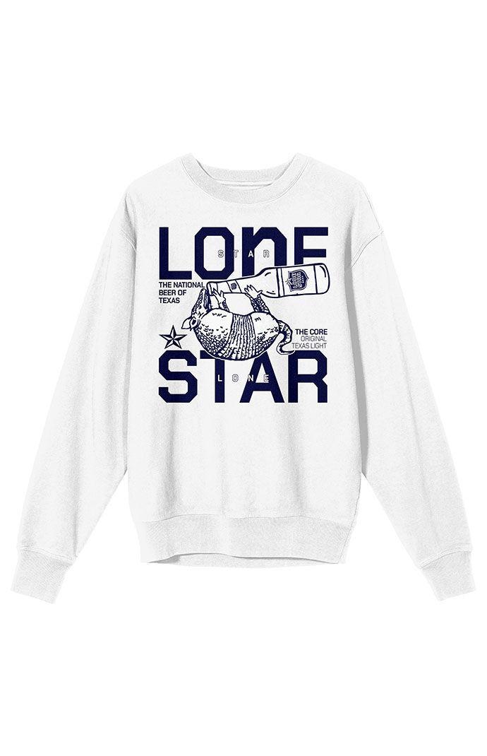 Men's Lone Star Beer Armadillo Drinking Long Sleeve Graphic Tee, Size: Medium, White Product Image