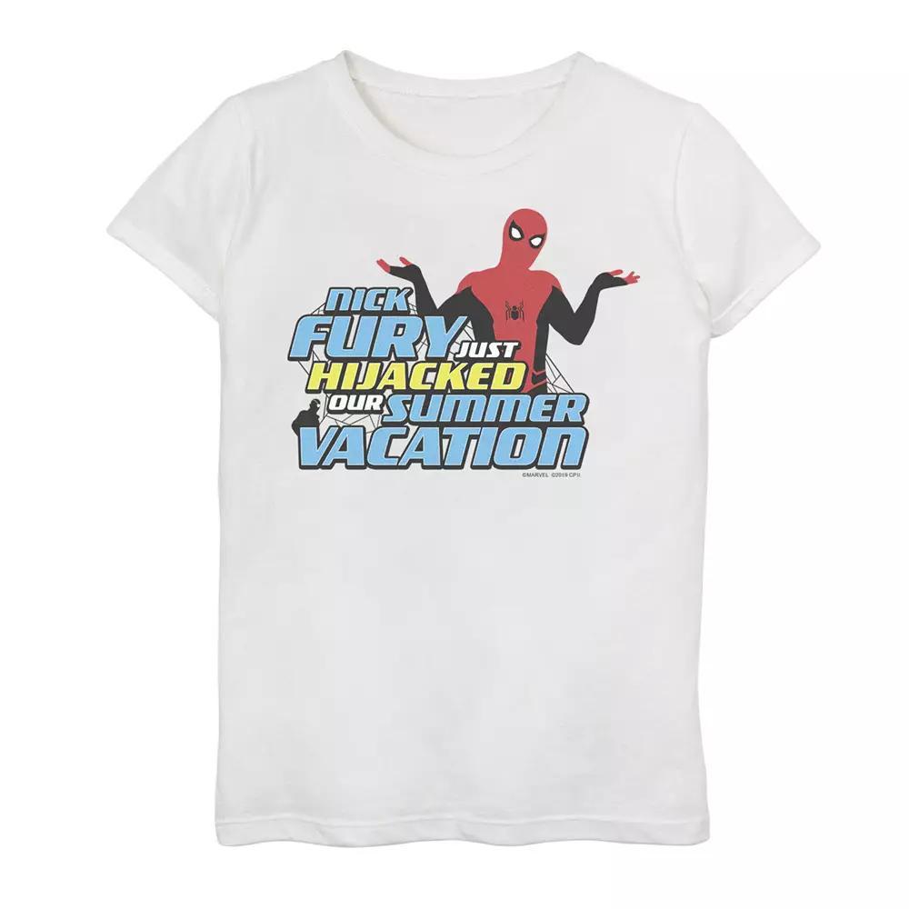Girls 7-16 Marvel Spider-Man Far From Home Hijacked Summer Portrait Graphic Tee, Girl's, Size: XL, White Product Image