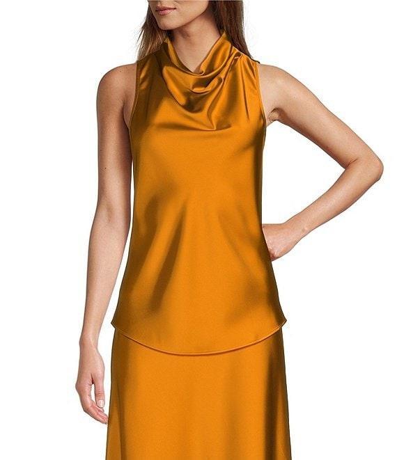 Antonio Melani Bailey Halter Neck Drapey Satin Sleeveless Blouse Product Image