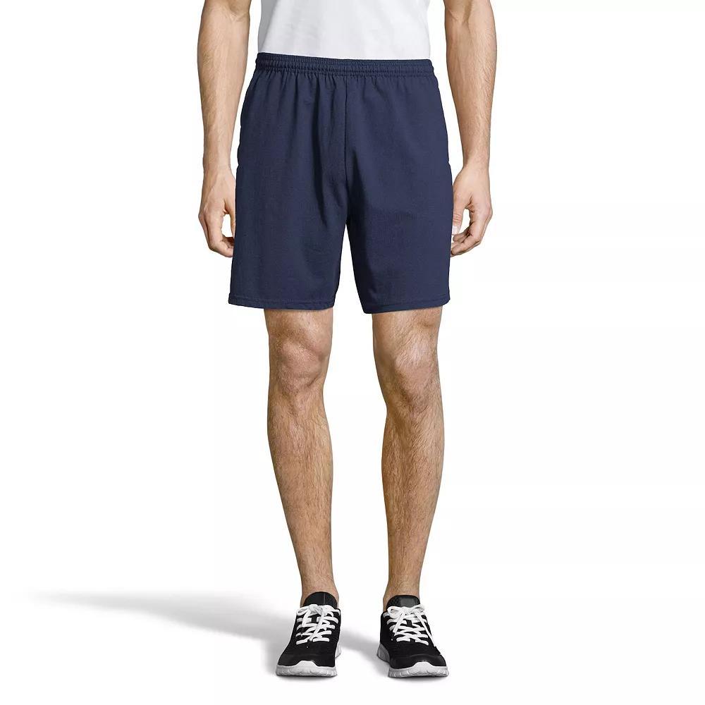 Mens Hanes ComfortSoft Jersey Pocket Shorts Grey Heather Product Image