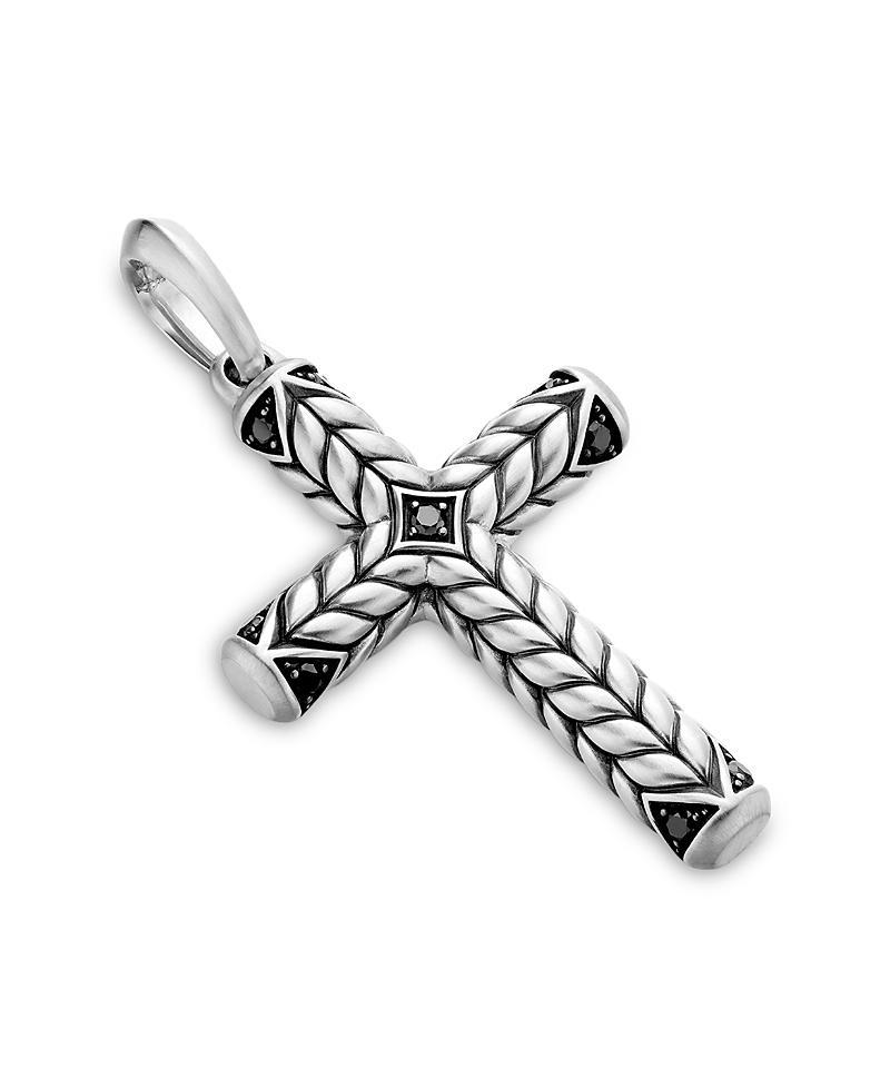 David Yurman Chevron Sculpted Cross Pendant with Pave Black Diamonds Product Image