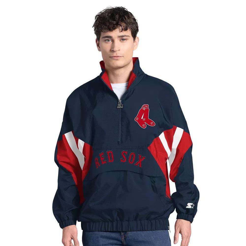 Men's Starter  Navy Boston Red Sox Cooperstown Chief Half-Zip Pullover, Size: 2XL, Blue Product Image