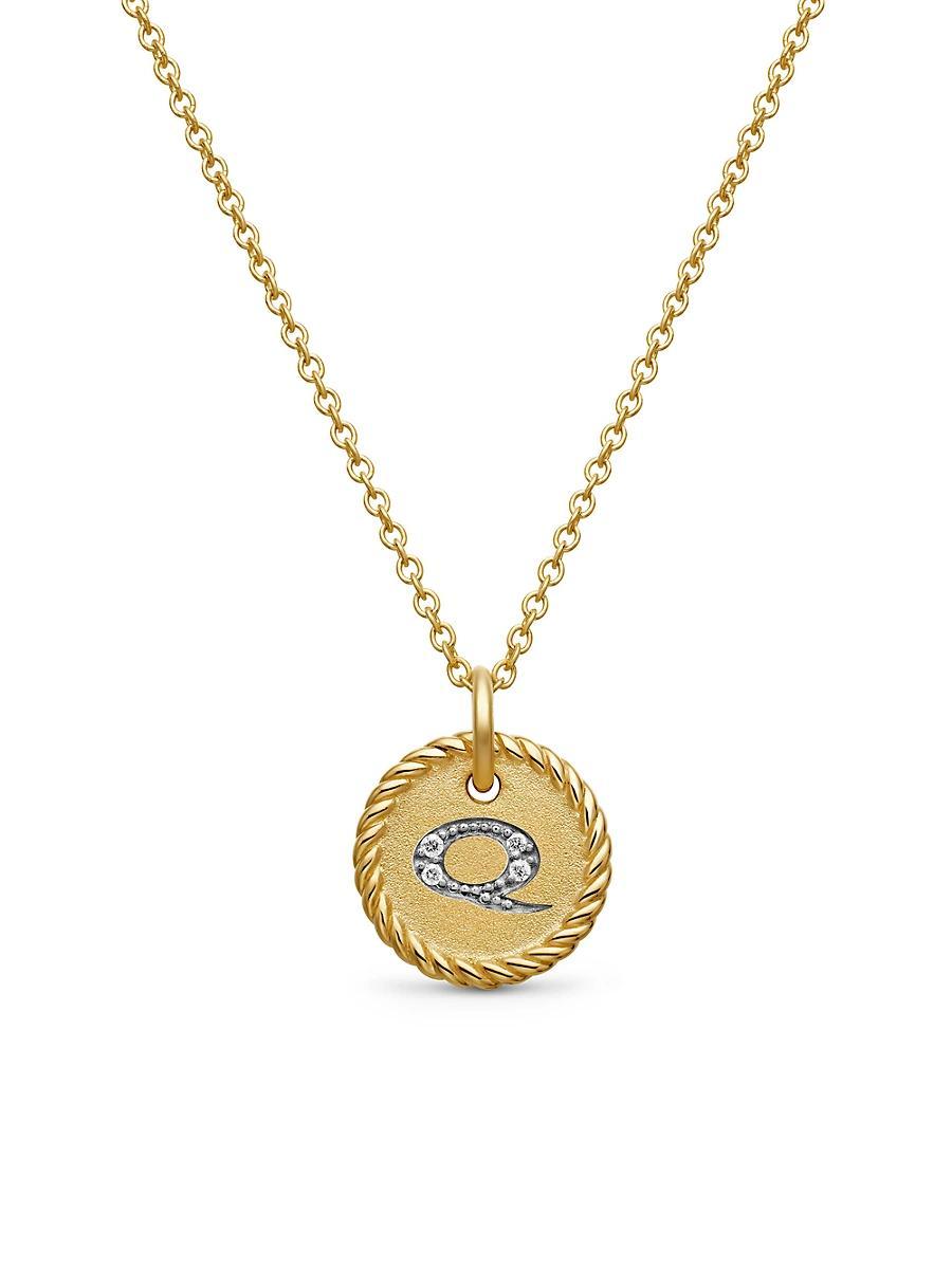 David Yurman Cable Collectibles Initial Pendant with Diamonds in Gold on Chain, 16-18 Product Image