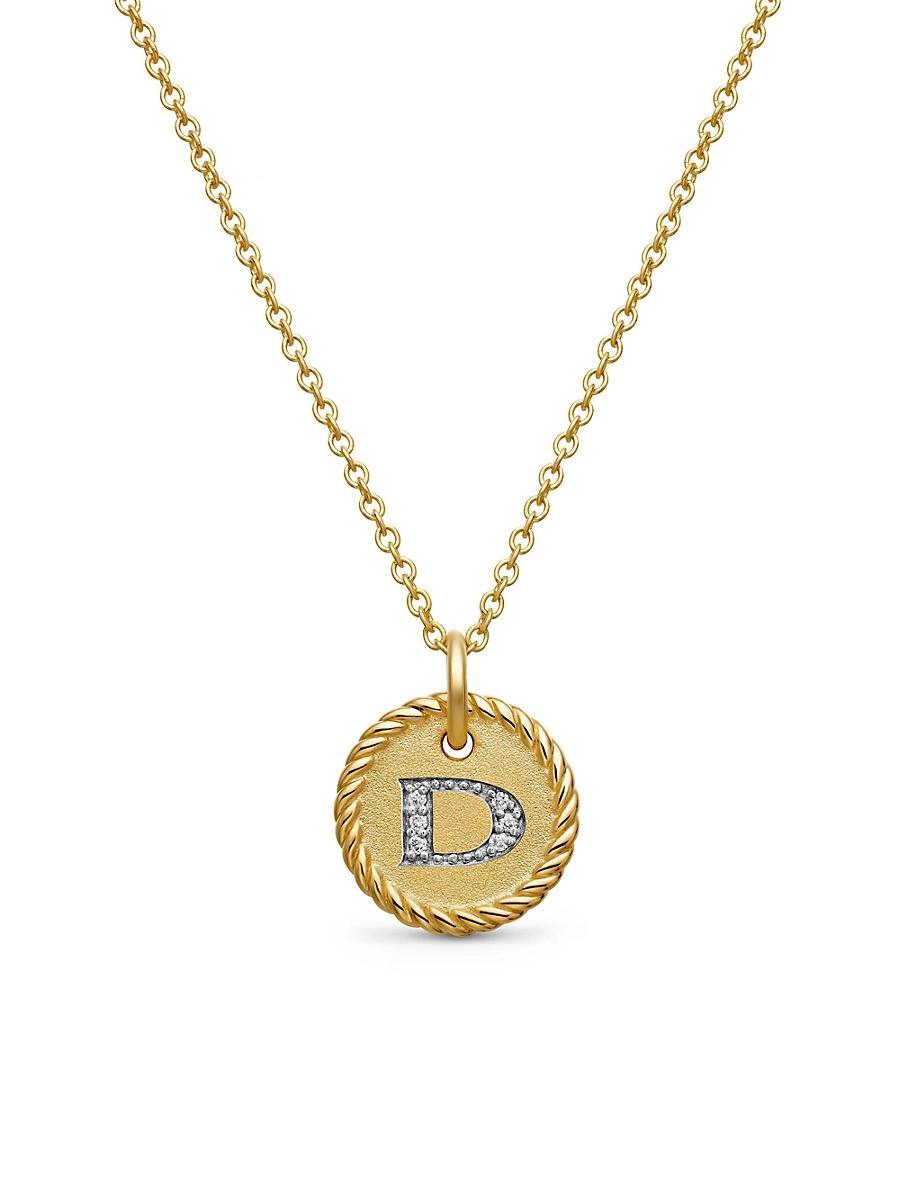 David Yurman Cable Collectibles Initial Pendant with Diamonds in Gold on Chain, 16-18 Product Image