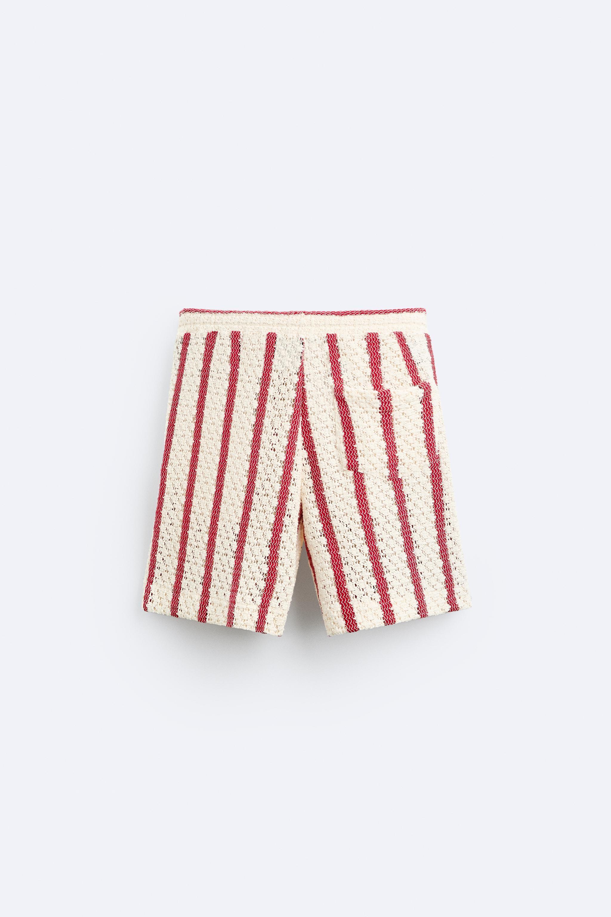 STRIPED CROCHET SHORTS Product Image