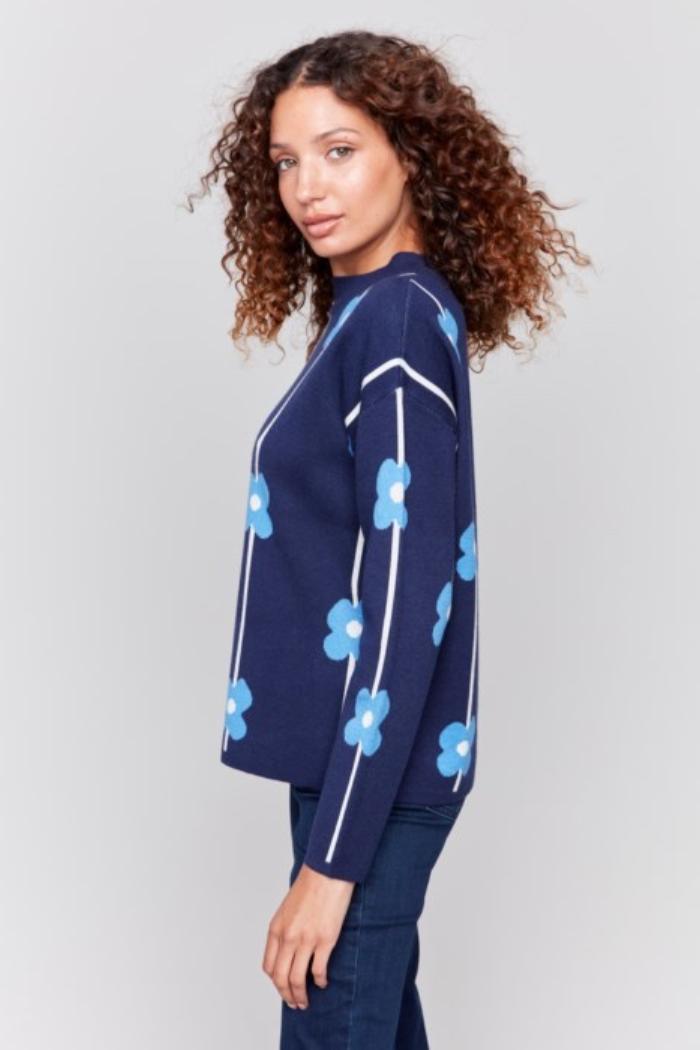 Plush Floral Print Sweater Product Image