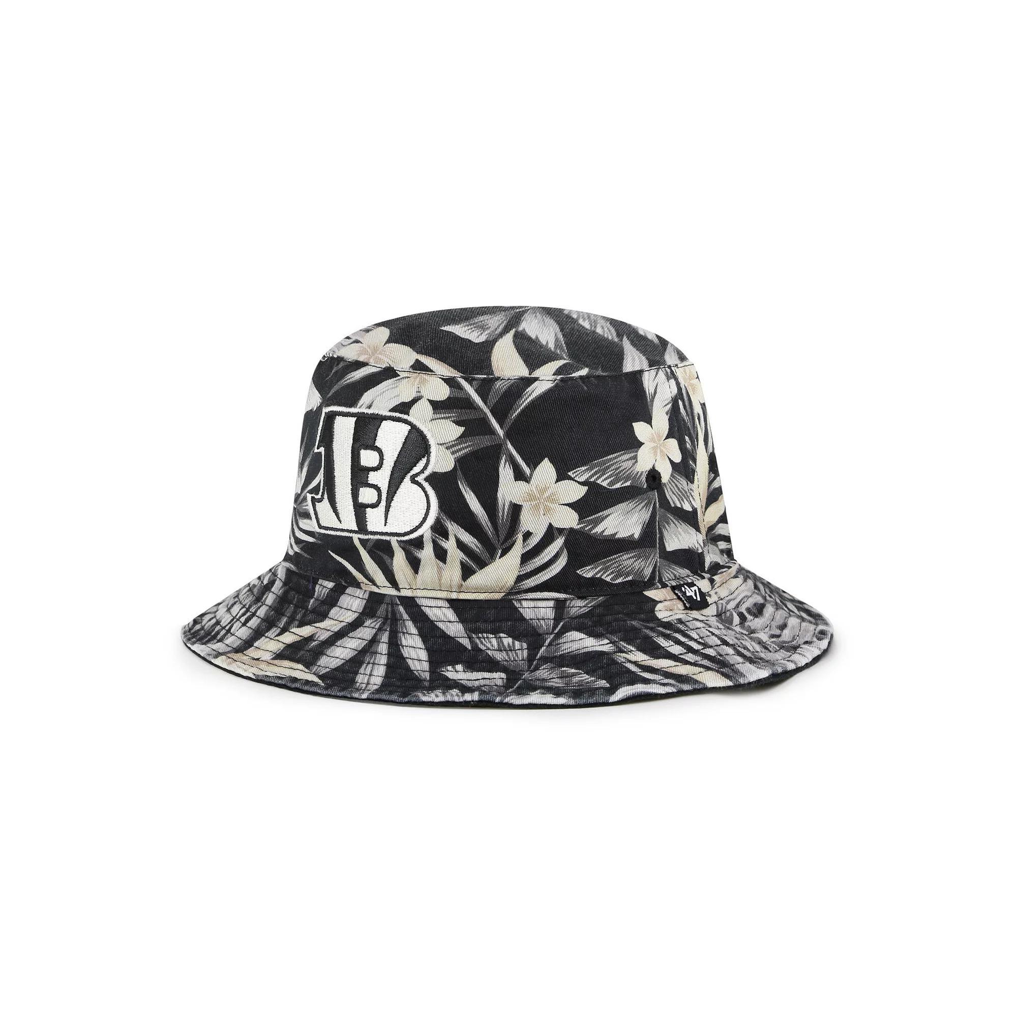 Men's '47 Black Cincinnati Bengals Tropicalia Bucket Hat, Size: Medium/Large Product Image